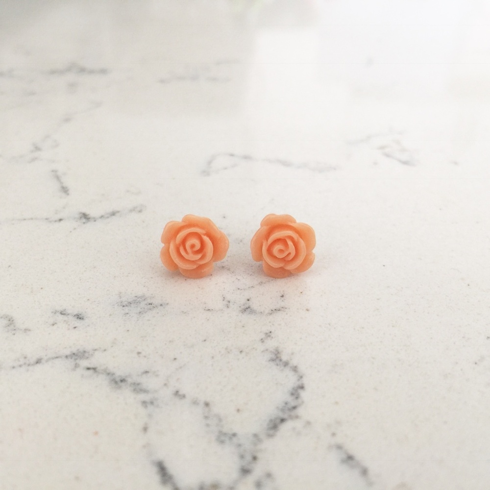 Peach Rose Stud Earrings